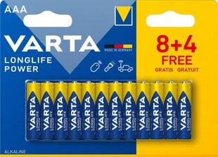 Щелочные батарейки Varta AAA Longlife Power (12 шт.) цена и информация | Батарейки | 220.lv