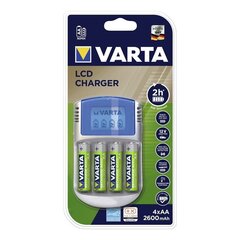 LCD lādētājs ar 4 AA baterijām 2600 mAh Varta 57070 цена и информация | Зарядные устройства для элементов питания | 220.lv