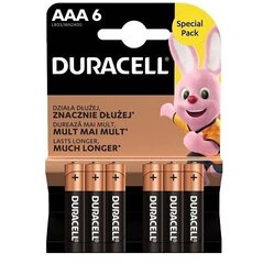 Батарейки щелочные ААА (6 шт.) Duracell цена и информация | Батарейки | 220.lv