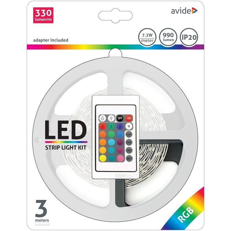 LED lente Avide RGB 5050 ar pulti IP20, 3 m kaina ir informacija | LED lentes | 220.lv