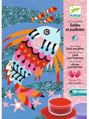 Smilšu zīmēšanas komplekts DJECO Varavīksnes zivs, 4 bildes cena un informācija | Modelēšanas un zīmēšanas piederumi | 220.lv