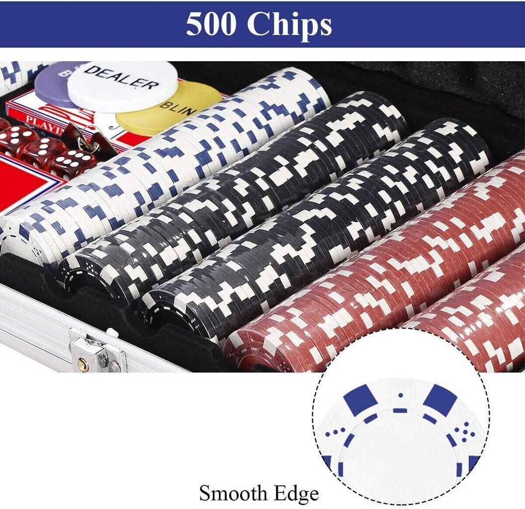 Texas Strong 500 pokera komplekts ar čemodānu cena un informācija | Azartspēles, pokers | 220.lv