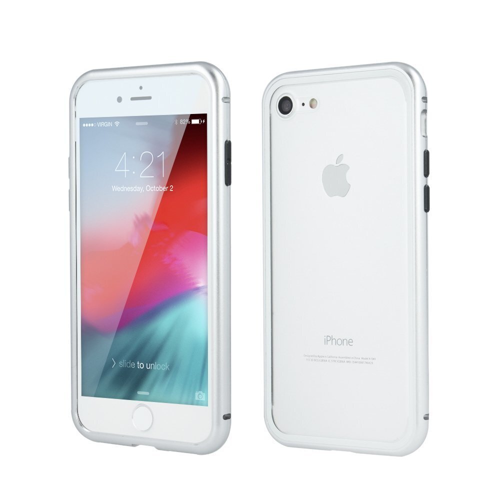 Mocco Double Side Case 360 Aluminija Apvalks ar Aizsargstiklim Telefonam Apple iPhone 7 / 8 Caurspīdīgs - Sudrabs cena un informācija | Telefonu vāciņi, maciņi | 220.lv