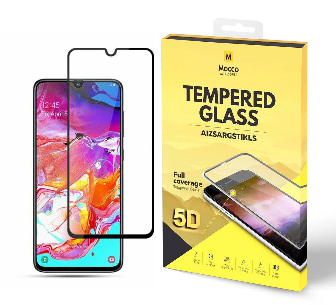 Mocco Full Glue 5D Signature Edition Tempered Glass Aizsargstikls Pilnam Ekrānam Samsung A805 Galaxy A80 Melns cena un informācija | Ekrāna aizsargstikli | 220.lv