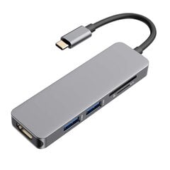 RoGer USB-C Hub 5in1 ar USB 3.0 x2 / HDMI / SD karšu lasītājs / TF karšu lasītājs cena un informācija | Adapteri un USB centrmezgli | 220.lv