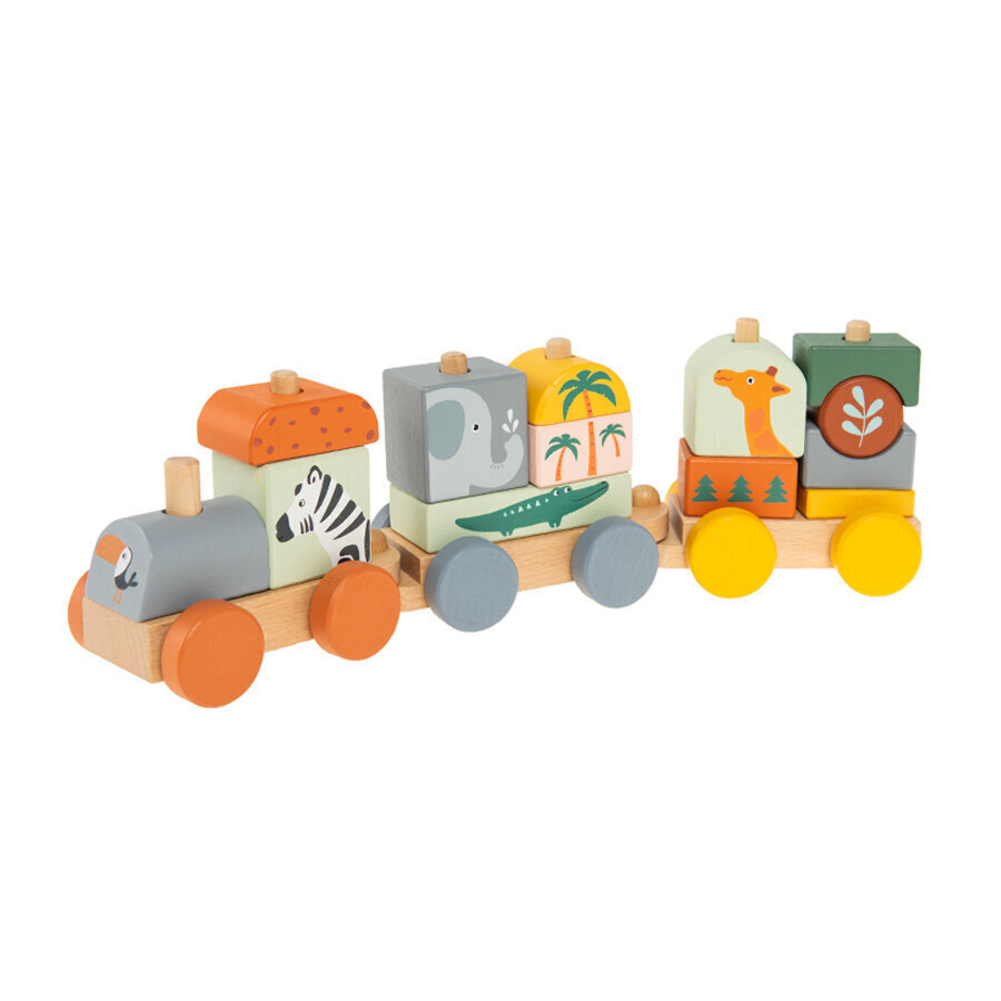 Koka vilciens no klucīšiem Zookabee Smiki, 6822035 cena un informācija | Rotaļlietas zīdaiņiem | 220.lv