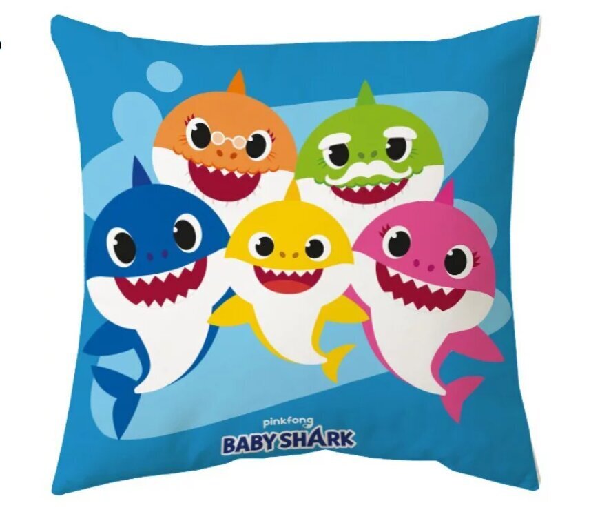 Bērnu dekoratīvais spilvens Baby Shark, 40x40 cm цена и информация | Dekoratīvie spilveni un spilvendrānas | 220.lv