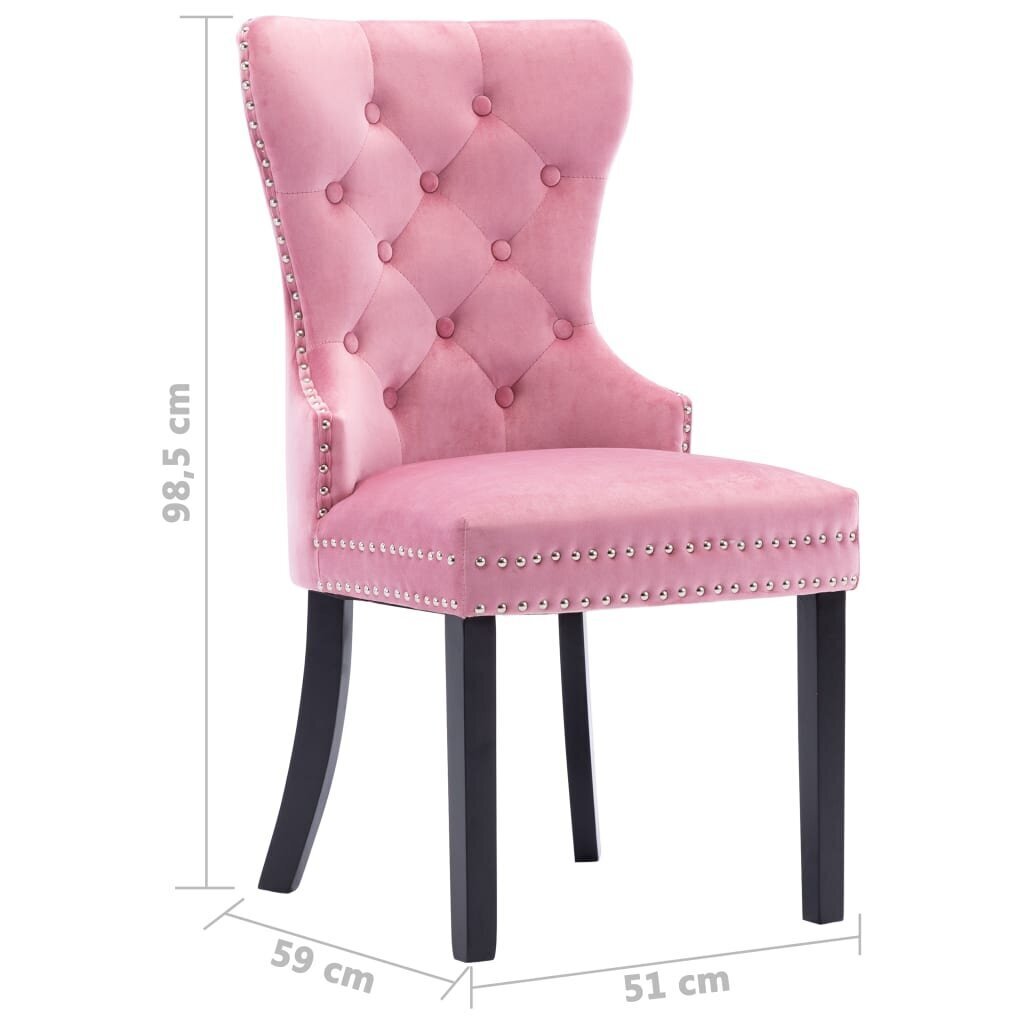 vidaXL virtuves krēsli, 6 gab., rozā samts cena un informācija | Virtuves un ēdamistabas krēsli | 220.lv