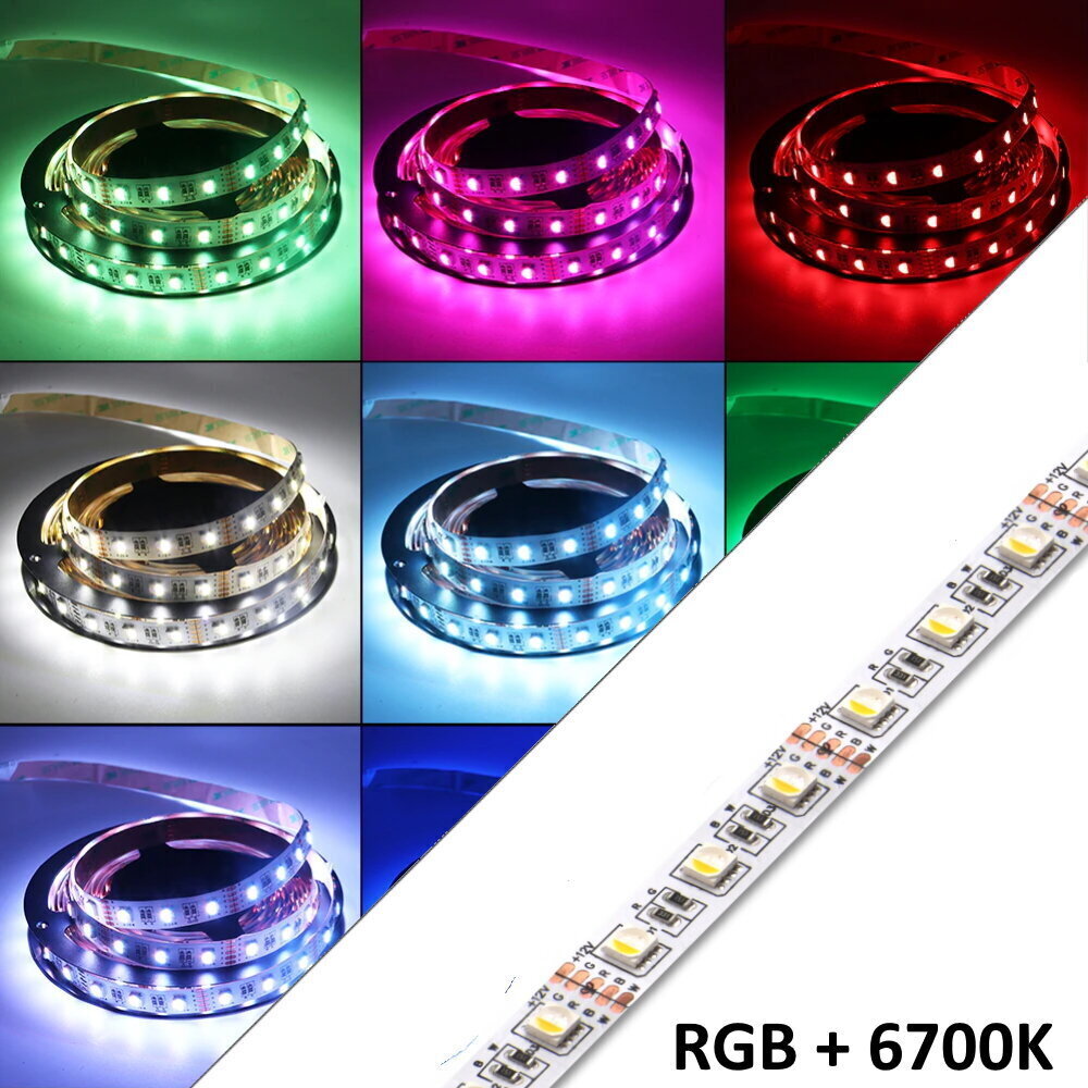 LED lente RGB + W (6700 K) K12 V 19,2 W / m SMD5050 IP20 60 diodes, mainīgas krāsas cena un informācija | LED lentes | 220.lv