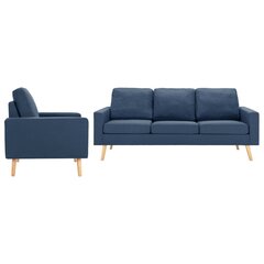 vidaXL divdaļīgs dīvānu komplekts, zils audums цена и информация | Диваны | 220.lv