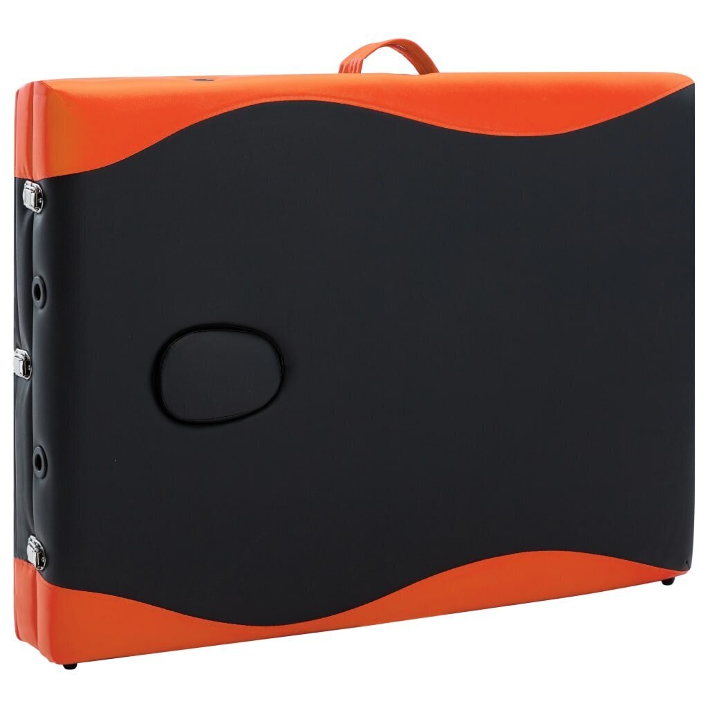vidaXL saliekams masāžas galds, 3 daļas, alumīnijs, melns ar oranžu цена и информация | Masāžas piederumi | 220.lv