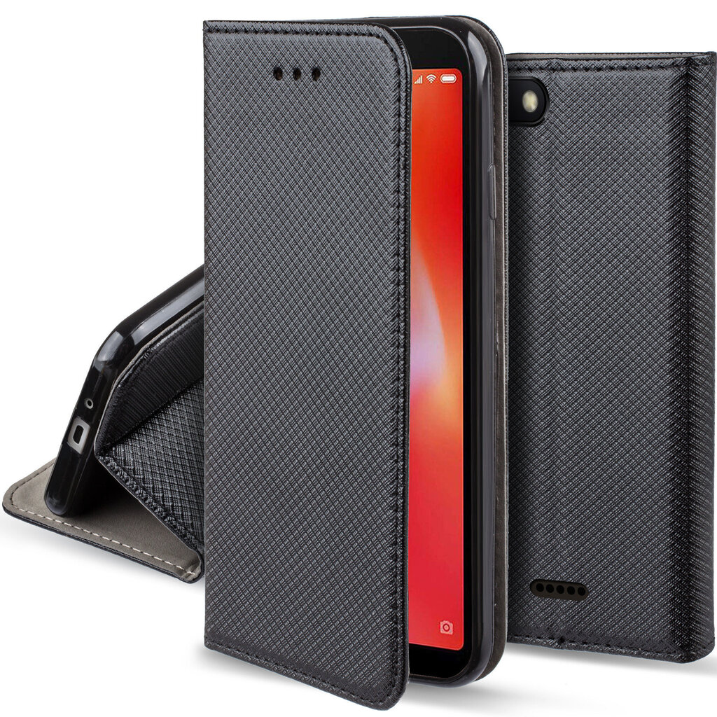 Moozy magnētisks telefona maciņš ar karšu turētāju un statīva funkciju saderīgs ar Xiaomi Redmi 6A telefona modeli - Melns cena un informācija | Telefonu vāciņi, maciņi | 220.lv