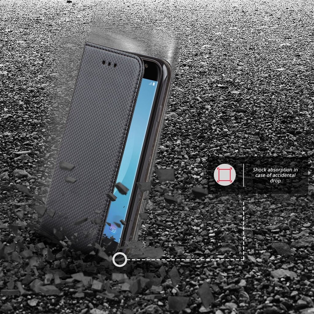 Moozy magnētisks telefona maciņš ar karšu turētāju un statīva funkciju saderīgs ar Samsung J3 2017 telefona modeli - Melns cena un informācija | Telefonu vāciņi, maciņi | 220.lv
