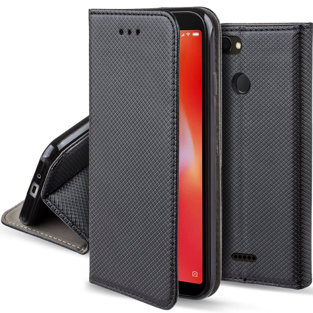 Moozy magnētisks telefona maciņš ar karšu turētāju un statīva funkciju saderīgs ar Xiaomi Redmi 6 telefona modeli - Melns cena un informācija | Telefonu vāciņi, maciņi | 220.lv