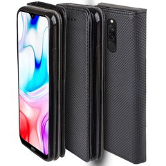 Перекидной чехол Moozy для Xiaomi Redmi 8 - Черный магнитный откидной футляр с держателем для карт и подставкой цена и информация | Чехлы для телефонов | 220.lv