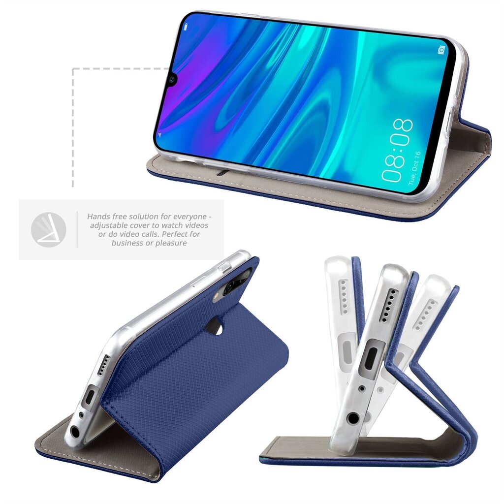 Moozy magnētisks telefona maciņš ar karšu turētāju un statīva funkciju saderīgs ar Huawei P Smart 2019, Honor 10 Lite telefona modeli - Tumši zils cena un informācija | Telefonu vāciņi, maciņi | 220.lv