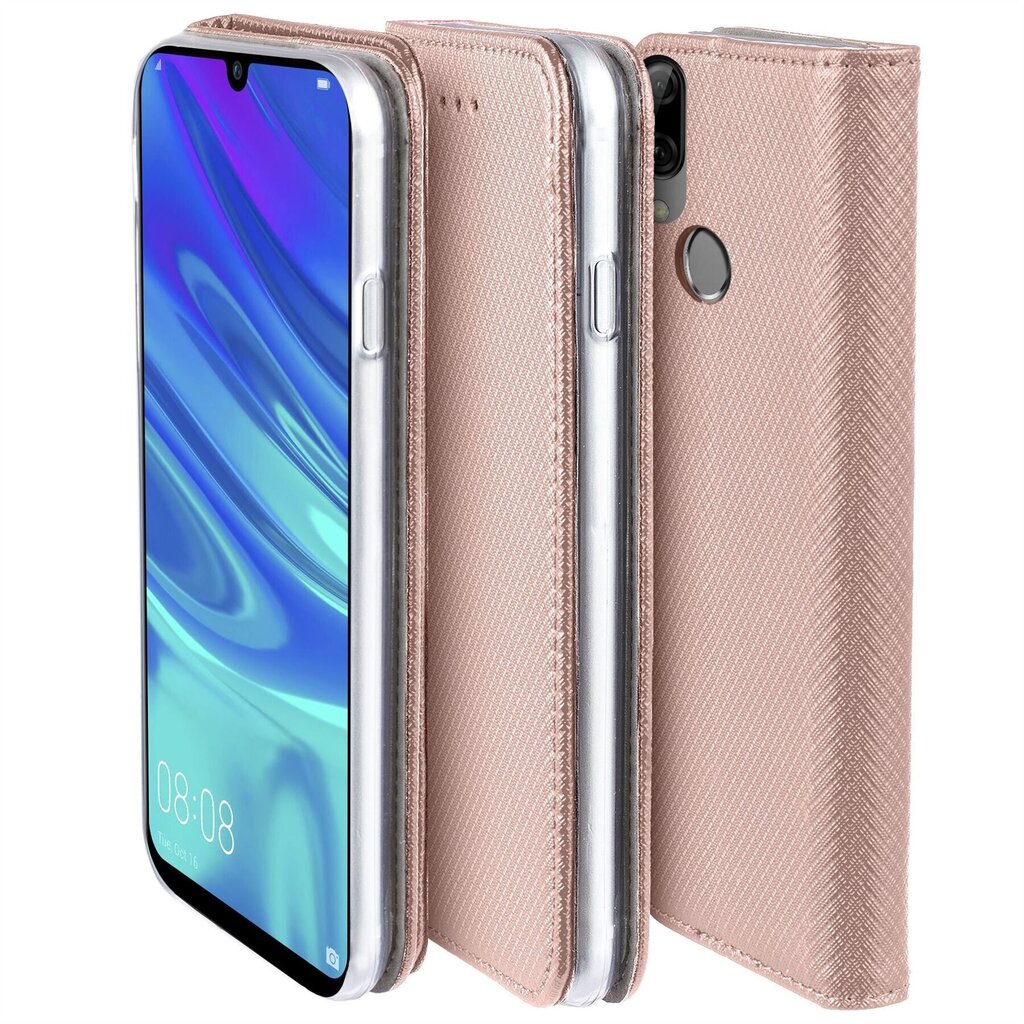 Moozy magnētisks telefona maciņš ar karšu turētāju un statīva funkciju saderīgs ar Huawei P Smart 2019, Honor 10 Lite telefona modeli - Rozā zelta cena un informācija | Telefonu vāciņi, maciņi | 220.lv