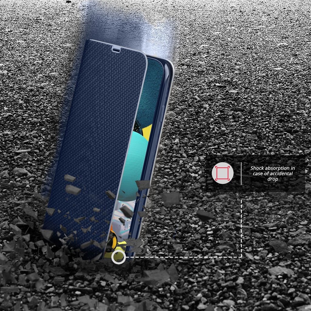 Moozy telefona maciņš - grāmatiņa ar karbona dizainu, saderīgs ar Samsung A51 – vāciņš ar metālisku maliņu, statīva funkciju un karšu turētāju, Tumši zils cena un informācija | Telefonu vāciņi, maciņi | 220.lv