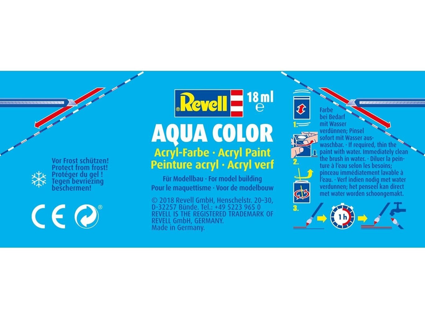 Revell - Aqua Color, Fiery Red, Gloss, RAL 3000, 18ml, 36131 цена и информация | Modelēšanas un zīmēšanas piederumi | 220.lv