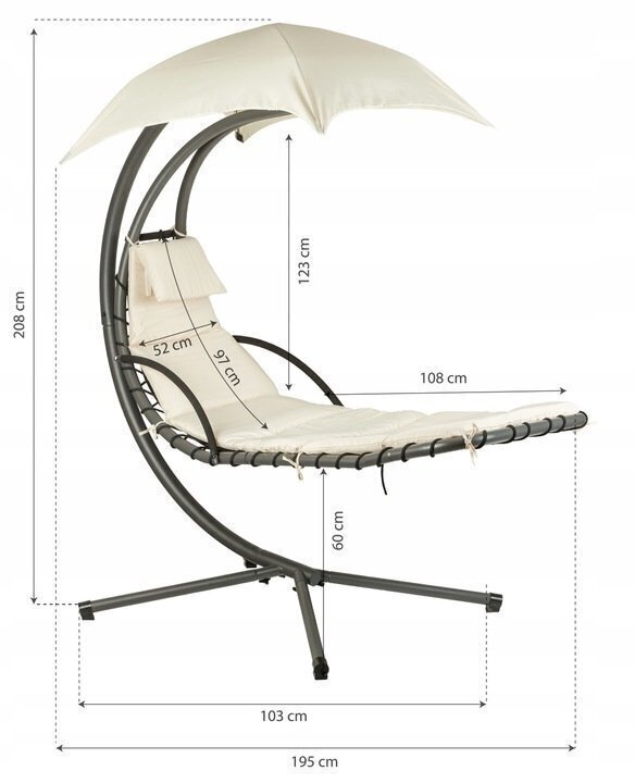 Dārza šūpoles / atzveltnes krēsls ar jumtu cena un informācija | Sauļošanās krēsli | 220.lv