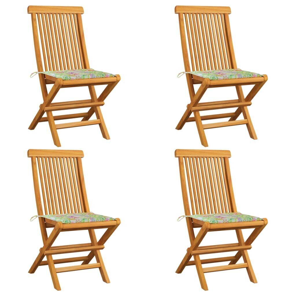 Dārza krēsli ar lapu raksta spilveniem, 4 daļas, brūni cena un informācija | Dārza krēsli | 220.lv