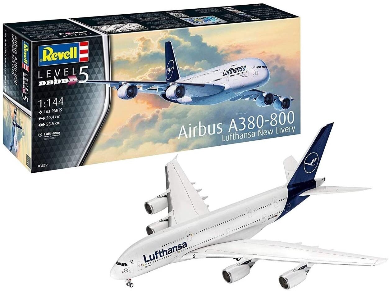 Revell - Airbus A380-800 Lufthansa New Livery, 1/144, 03872 cena un informācija | Konstruktori | 220.lv