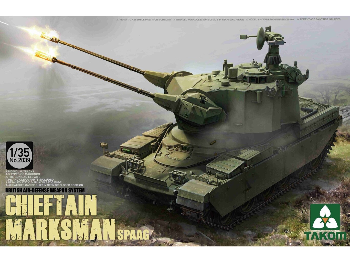 Takom - British Air-defense Weapon System Chieft Chieftain Marksman SPAAG, 1/35, 2039 cena un informācija | Konstruktori | 220.lv