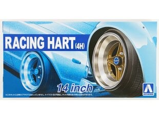 Aoshima - Racing Hart 4H 14inch Tire & Wheel Set, Scale:1:24, 05377 cena un informācija | Konstruktori | 220.lv