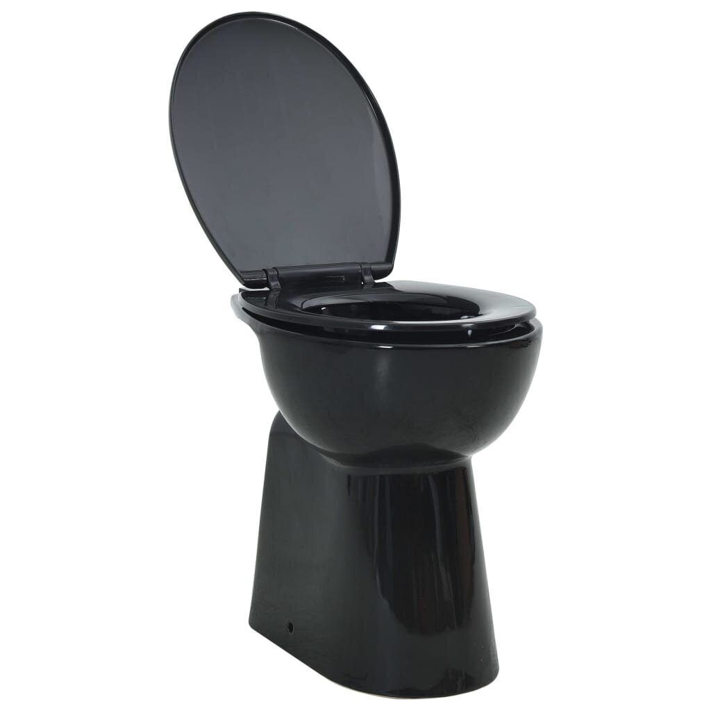 vidaXL tualetes pods, ar lēnās aizvēršanās funkciju, melna keramika cena un informācija | Tualetes podi | 220.lv