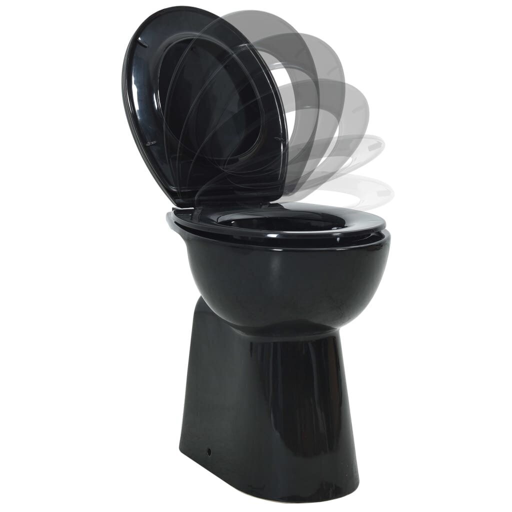 vidaXL tualetes pods, ar lēnās aizvēršanās funkciju, melna keramika cena un informācija | Tualetes podi | 220.lv