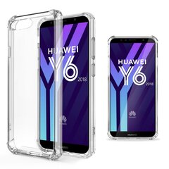 Moozy triecienizturīgs silikona telefona apvalks saderīgs ar Huawei Y6 2018 – caurspīdīgs vāciņš ar papildus stūru aizsardzību цена и информация | Чехлы для телефонов | 220.lv