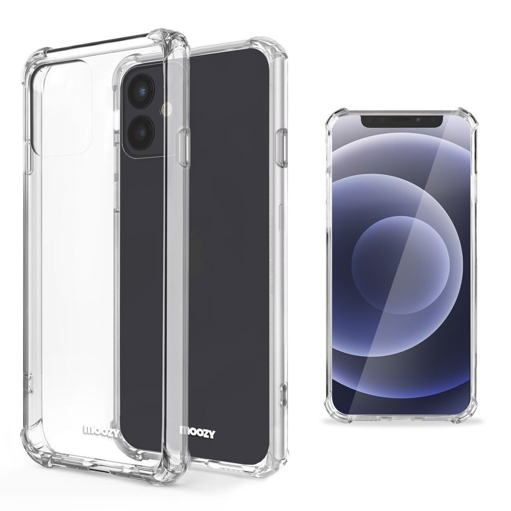 Moozy triecienizturīgs silikona telefona apvalks saderīgs ar iPhone 12 mini – caurspīdīgs vāciņš ar papildus stūru aizsardzību цена и информация | Telefonu vāciņi, maciņi | 220.lv
