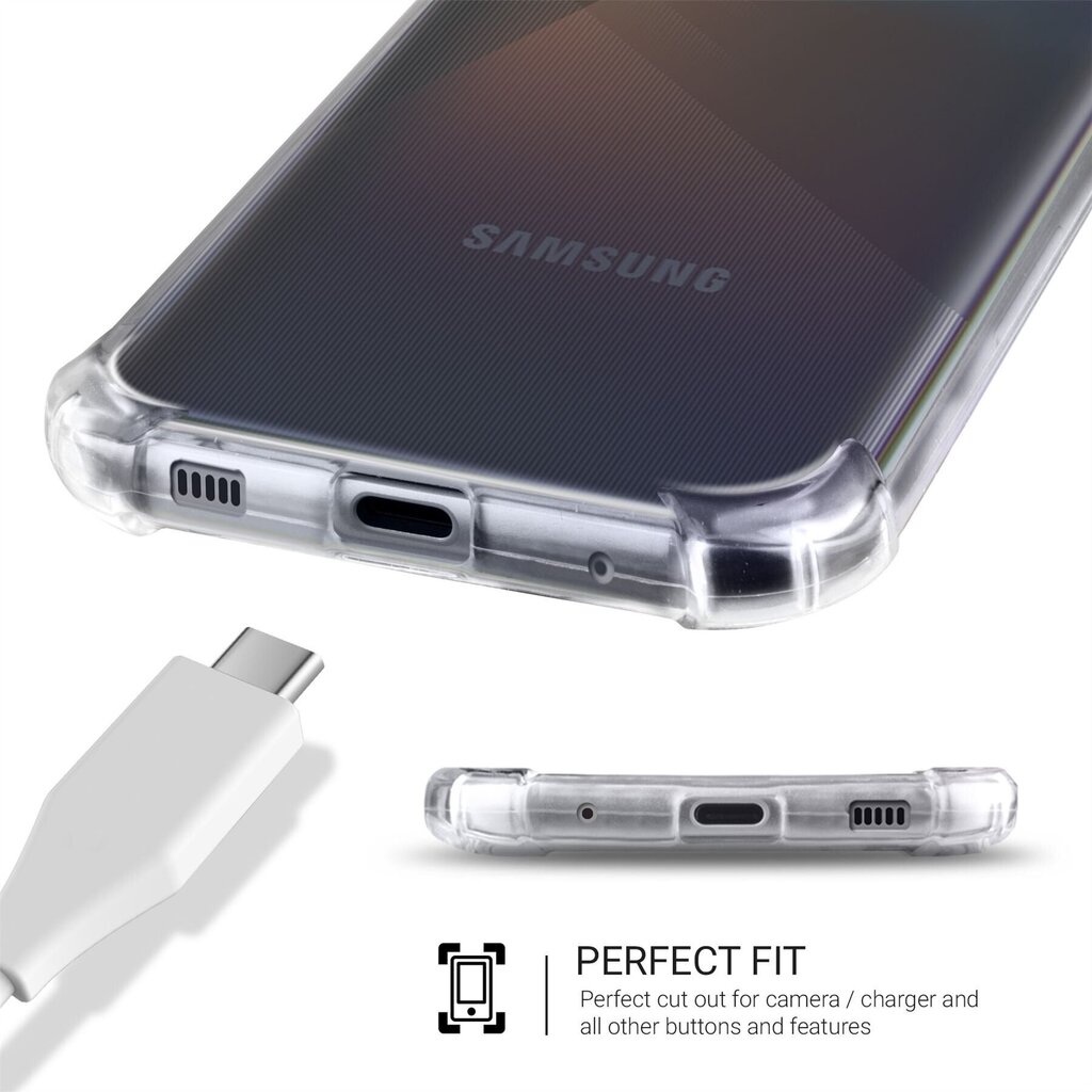 Moozy triecienizturīgs silikona telefona apvalks saderīgs ar Samsung A51 – caurspīdīgs vāciņš ar papildus stūru aizsardzību cena un informācija | Telefonu vāciņi, maciņi | 220.lv