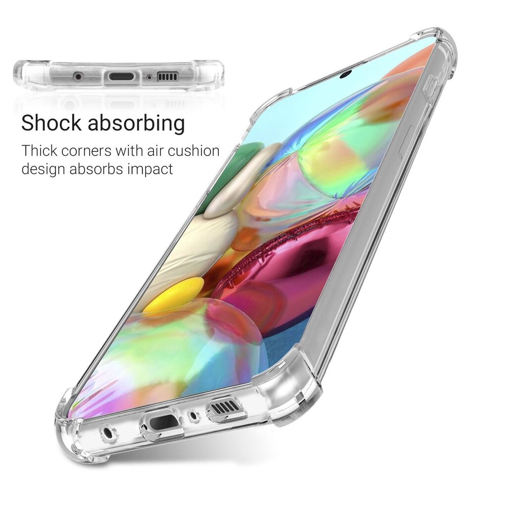 Moozy triecienizturīgs silikona telefona apvalks saderīgs ar Samsung A71 – caurspīdīgs vāciņš ar papildus stūru aizsardzību cena un informācija | Telefonu vāciņi, maciņi | 220.lv