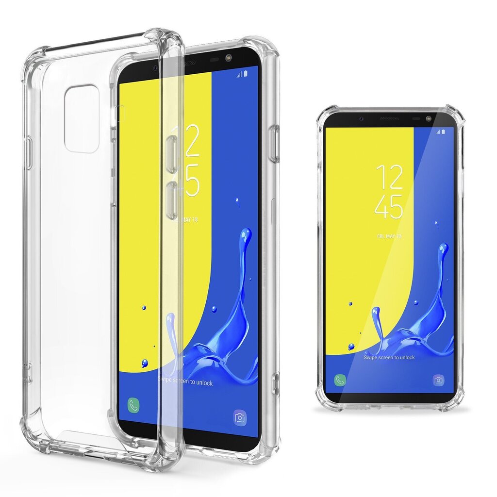 Moozy triecienizturīgs silikona telefona apvalks saderīgs ar Samsung J6, Galaxy J6 2018 – caurspīdīgs vāciņš ar papildus stūru aizsardzību cena un informācija | Telefonu vāciņi, maciņi | 220.lv