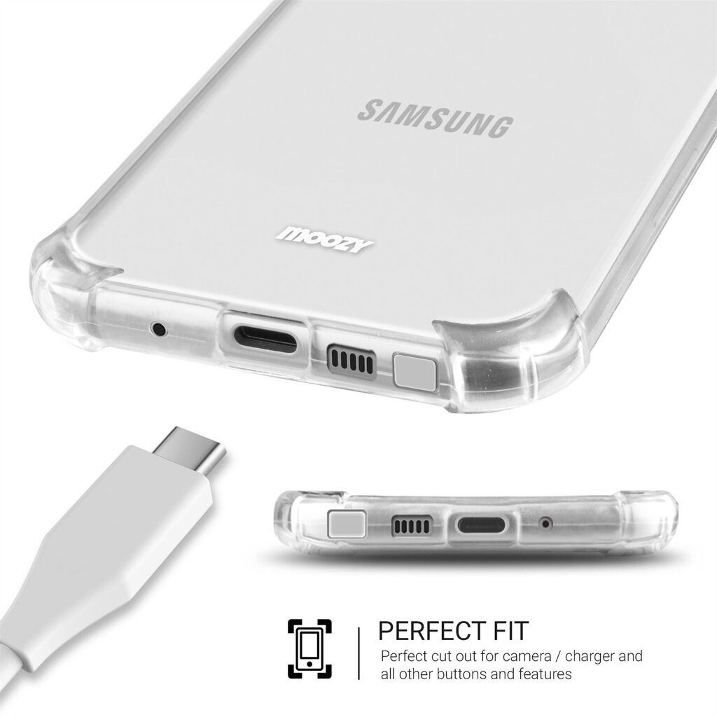 Moozy triecienizturīgs silikona telefona apvalks saderīgs ar Samsung Note 20 Ultra, Note 20 Ultra 5G – caurspīdīgs vāciņš ar papildus stūru aizsardzību cena un informācija | Telefonu vāciņi, maciņi | 220.lv
