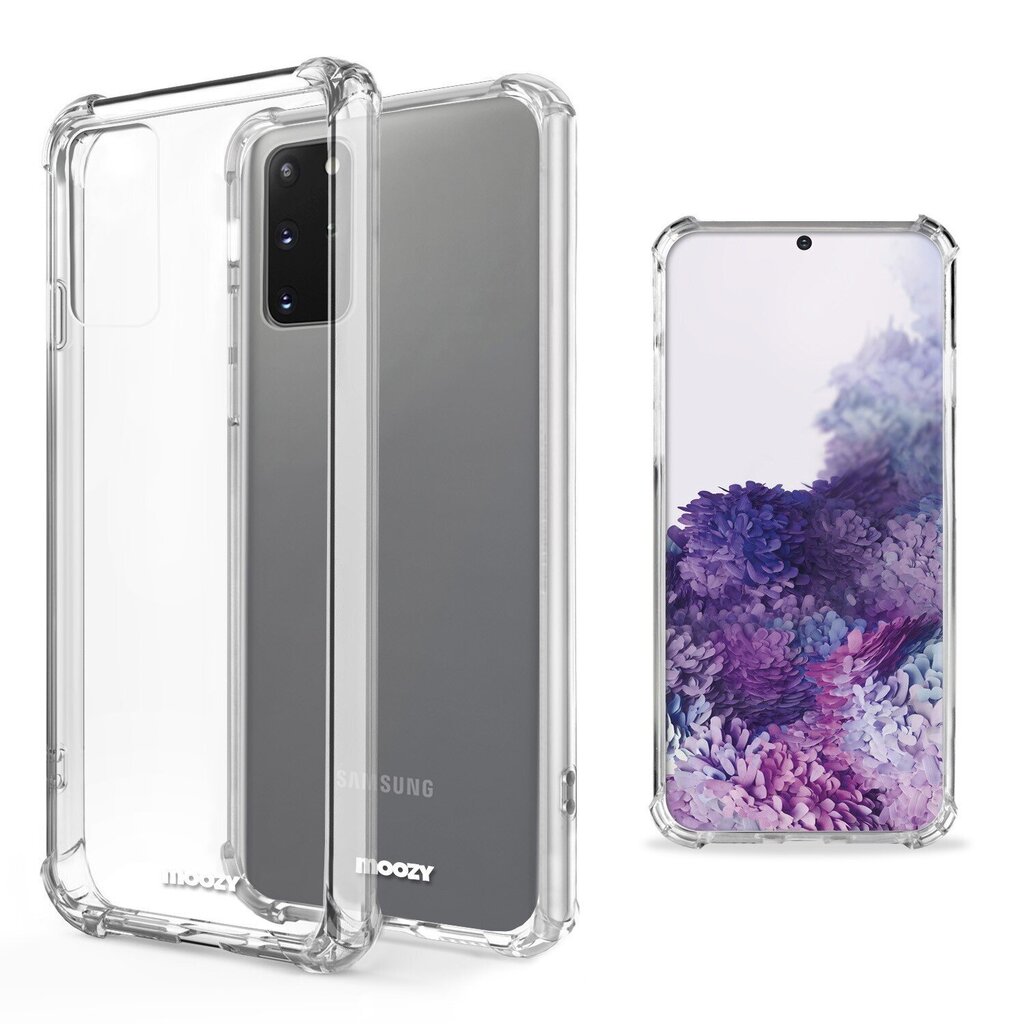 Moozy triecienizturīgs silikona telefona apvalks saderīgs ar Samsung S20 Plus – caurspīdīgs vāciņš ar papildus stūru aizsardzību цена и информация | Telefonu vāciņi, maciņi | 220.lv
