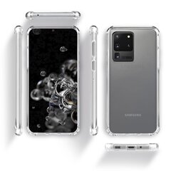 Moozy triecienizturīgs silikona telefona apvalks saderīgs ar Samsung S20 Ultra – caurspīdīgs vāciņš ar papildus stūru aizsardzību cena un informācija | Telefonu vāciņi, maciņi | 220.lv