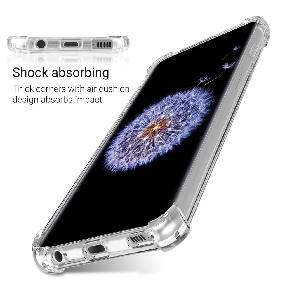 Moozy triecienizturīgs silikona telefona apvalks saderīgs ar Samsung S9 – caurspīdīgs vāciņš ar papildus stūru aizsardzību cena un informācija | Telefonu vāciņi, maciņi | 220.lv
