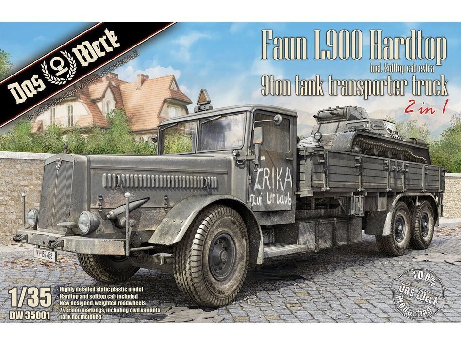 Das Werk - Faun L900 Hardtop 9ton Tank Transporter Truck, 1/35, 35001 cena un informācija | Konstruktori | 220.lv