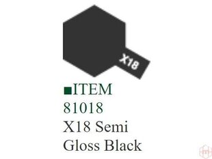 Краска Tamiya - X-18 Semi gloss black, 10 мл цена и информация | Принадлежности для рисования, лепки | 220.lv
