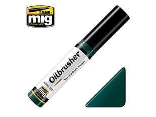 Масляная краска с аппликатором с тонкой кистью AMMO MIG - Oilbrusher - MECHA DARK GREEN цена и информация | Принадлежности для рисования, лепки | 220.lv