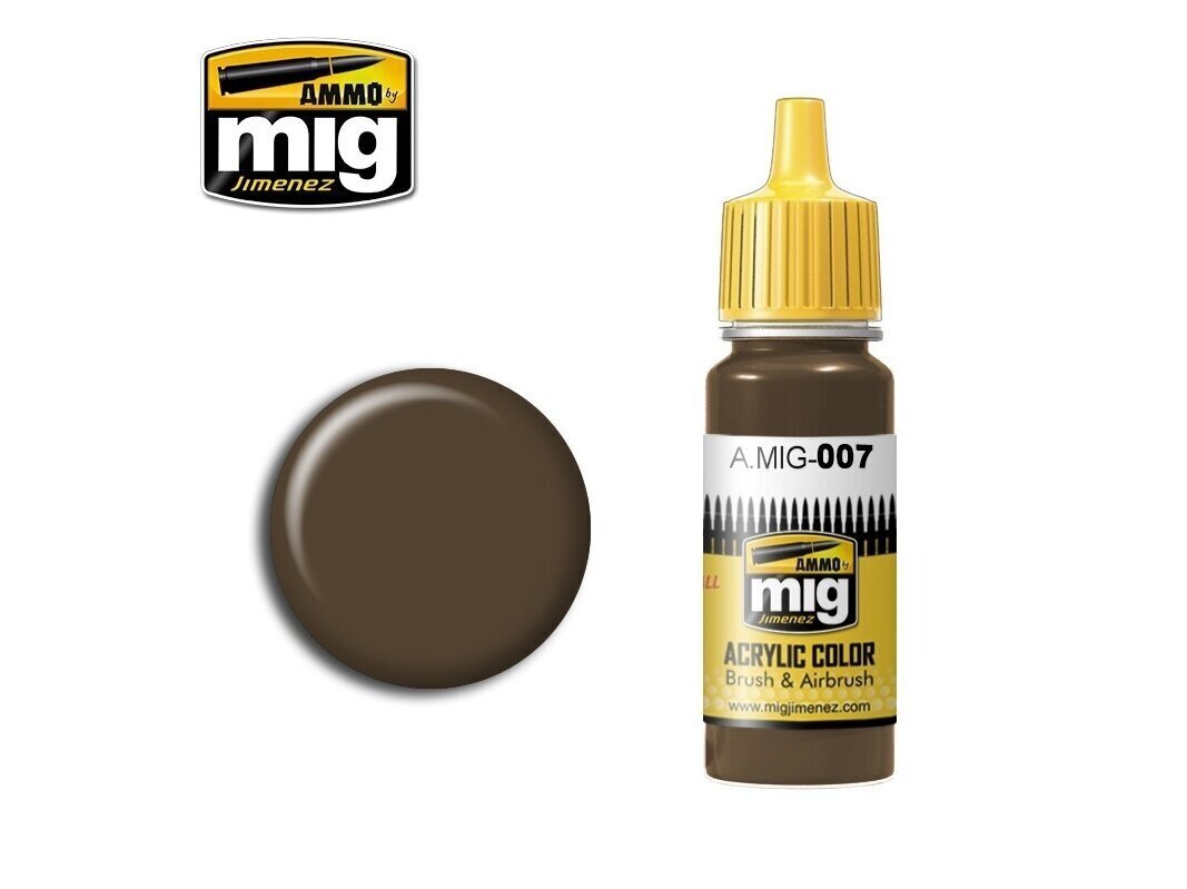 AMMO MIG - RAL 7017 DUNKELBRAUN, 17ml. 0007 cena un informācija | Modelēšanas un zīmēšanas piederumi | 220.lv