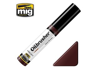 Масляная краска с аппликатором с тонкой кистью AMMO MIG - Oilbrusher - DARK BROWN цена и информация | Принадлежности для рисования, лепки | 220.lv