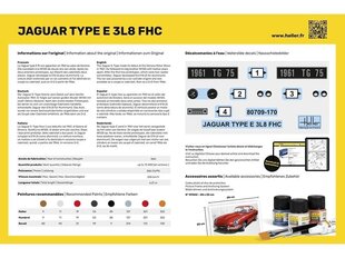 Сборная пластиковая модель начинающему моделисту Heller - Jaguar Type E 3L8 FHC Starter Set, 1/24, 56709 цена и информация | Kонструкторы | 220.lv