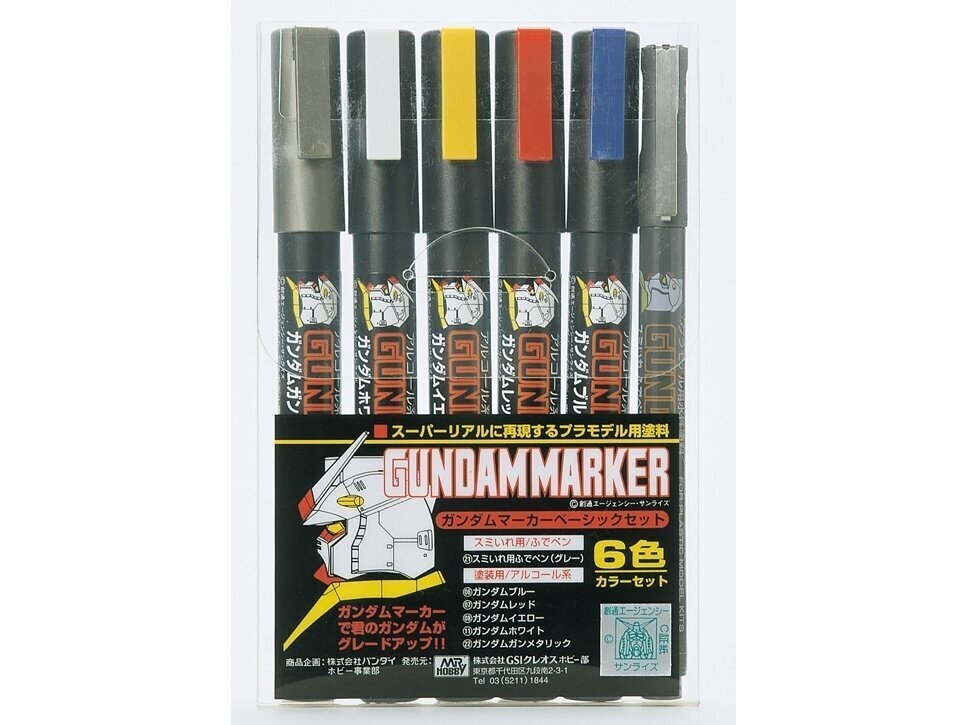 Mr.Hobby - Gundam Marker Basic 6 Color Set marķieru komplekts, GMS-105 cena un informācija | Modelēšanas un zīmēšanas piederumi | 220.lv
