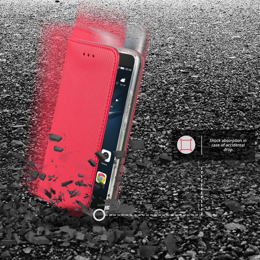 Moozy magnētisks telefona maciņš ar karšu turētāju un statīva funkciju saderīgs ar Huawei P9 Lite telefona modeli - Sarkans цена и информация | Telefonu vāciņi, maciņi | 220.lv