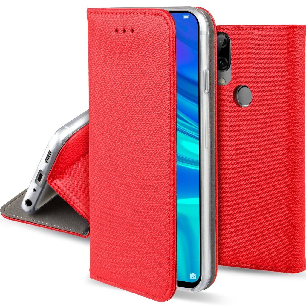 Moozy magnētisks telefona maciņš ar karšu turētāju un statīva funkciju saderīgs ar Huawei P Smart 2019, Honor 10 Lite telefona modeli - Sarkans cena un informācija | Telefonu vāciņi, maciņi | 220.lv