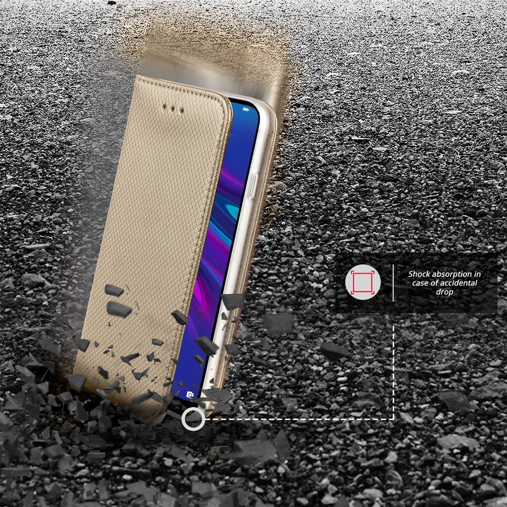 Moozy magnētisks telefona maciņš ar karšu turētāju un statīva funkciju saderīgs ar Huawei Y6 2019 telefona modeli - Zelta cena un informācija | Telefonu vāciņi, maciņi | 220.lv