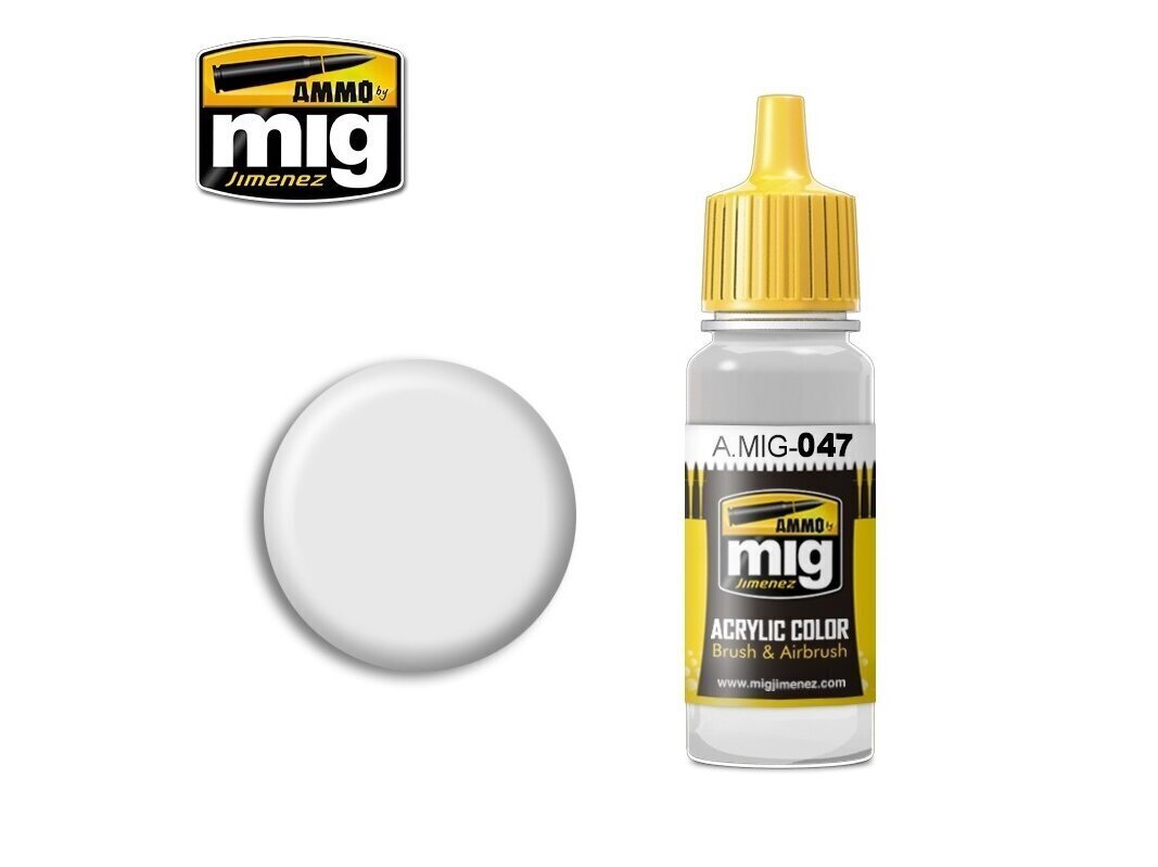 AMMO MIG - SATIN WHITE 17ml. 0047 цена и информация | Modelēšanas un zīmēšanas piederumi | 220.lv